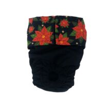 Holiday Poinsettia on Black Dog Diaper