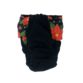 holiday poinsettia on black diaper - back