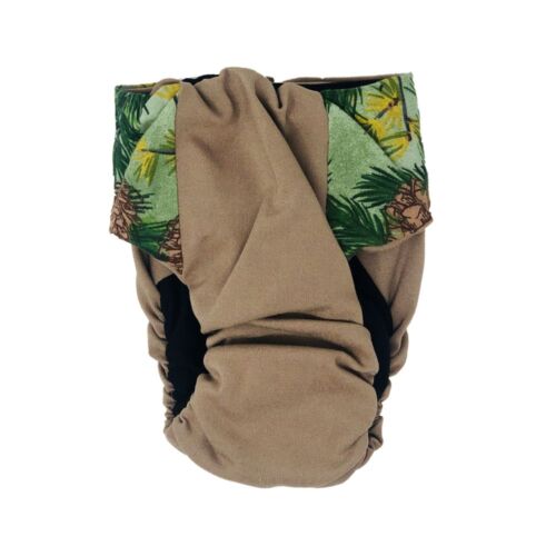 pine cones on brown diaper - back