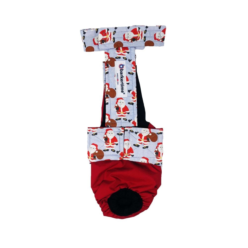 Santa Claus on Red   Dog Diaper Overall