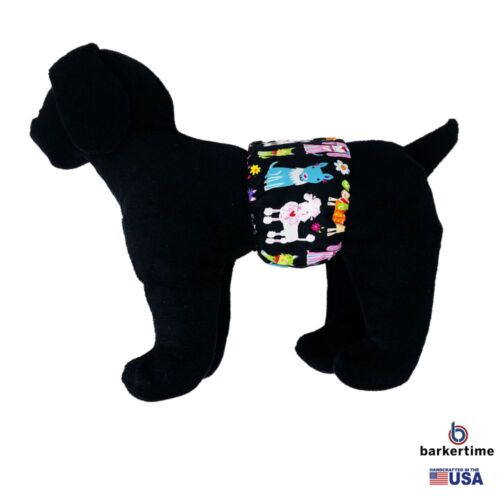 happy doggie black on blue belly band - model 1 happy doggie black on blue belly band - model 1