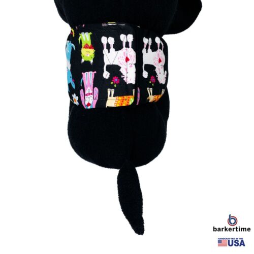 happy doggie black on blue belly band - model 2 happy doggie black on blue belly band - model 2