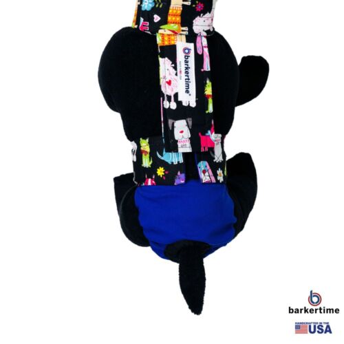 happy doggie black on blue diaper overall - model 2 happy doggie black on blue diaper overall - model 2