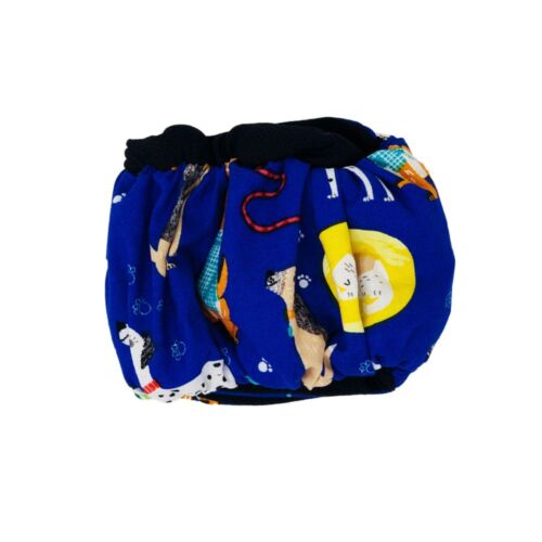 happy doggie blue on brown belly band - back happy doggie blue on brown belly band - back