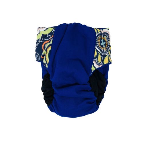 millenium flower on blue diaper - back