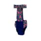 pink spring flower on blue diaper overall - back