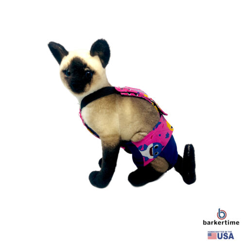 pink happy shark on blue cat diaper overall - model 1 pink happy shark on blue cat diaper overall - model 1