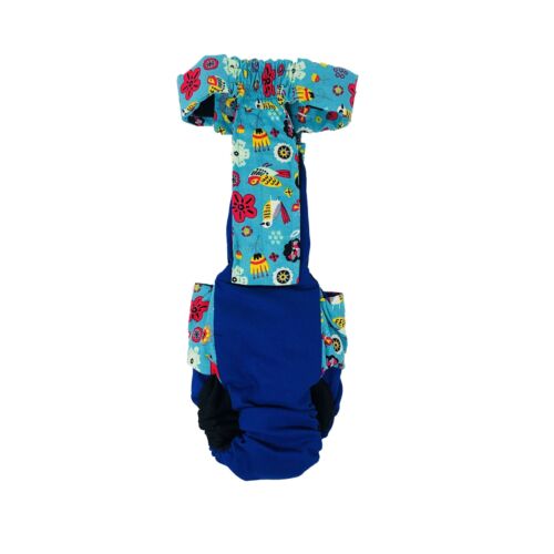 turquoise spring garden diaper overall - back turquoise spring garden diaper overall - back