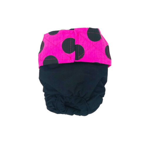 black polka dot on pink diaper