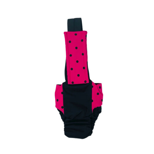 black polka dot pink on black cat diaper overall - back black polka dot pink on black cat diaper overall - back