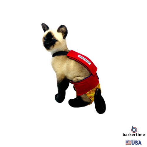 cherry red on yellow starblast cat diaper overall - model 1 cherry red on yellow starblast cat diaper overall - model 1