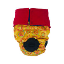 Cherry Red on Yellow Starblast   Dog Diaper