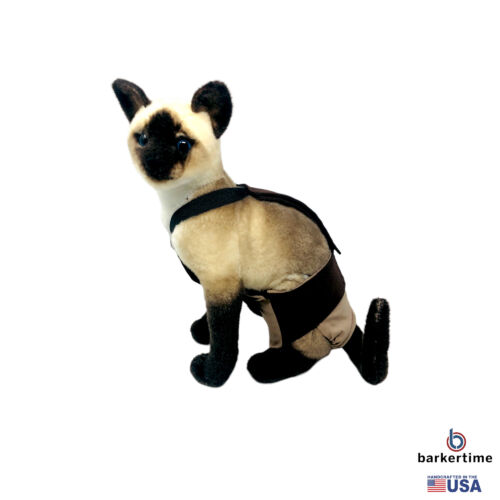 chocolate brown on beige cat diaper overall - model 1