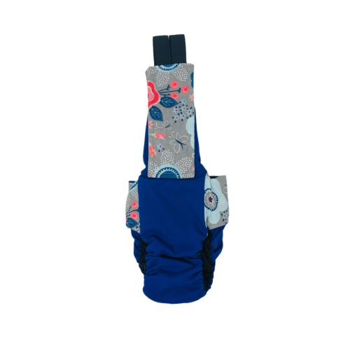 forever flower on blue cat diaper overall - back