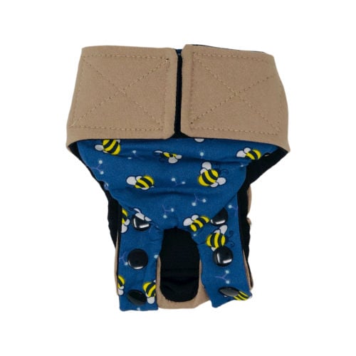 happy bees on brown beige diaper snappy
