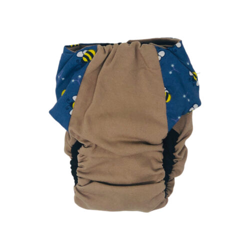 happy bees on brown diaper - back happy bees on brown diaper - back