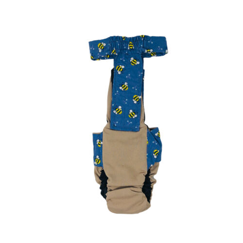 happy bees on cream diaper overall - back happy bees on cream diaper overall - back