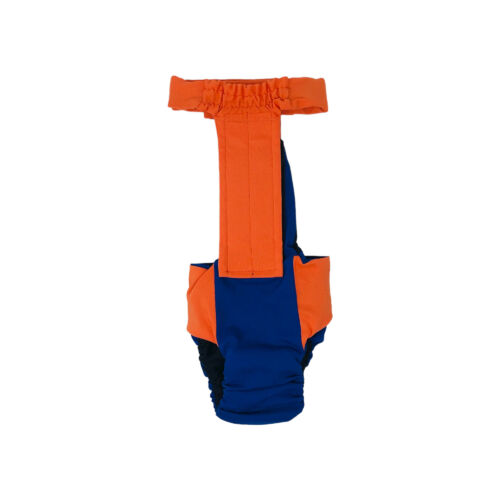 orange on blue diaper overall - back orange on blue diaper overall - back