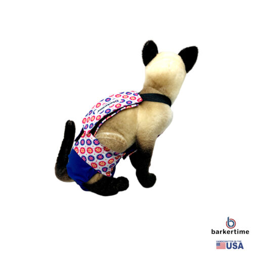 cherry blossom on blue cat diaper overall - model 3