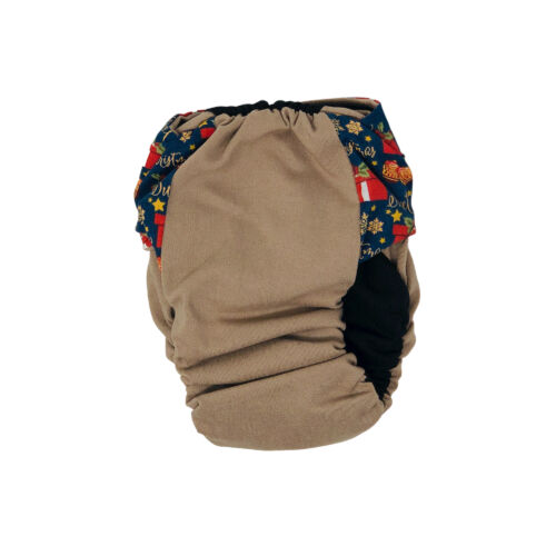 christmas presents on brown diaper - back