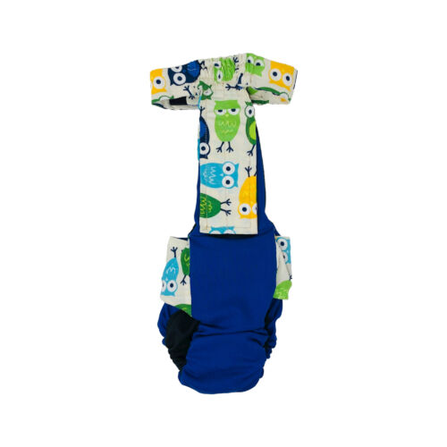 cute owls on blue diaper overall - back cute owls on blue diaper overall - back
