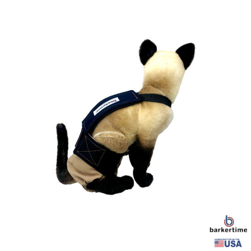 denim on beige cat diaper overall - model 3