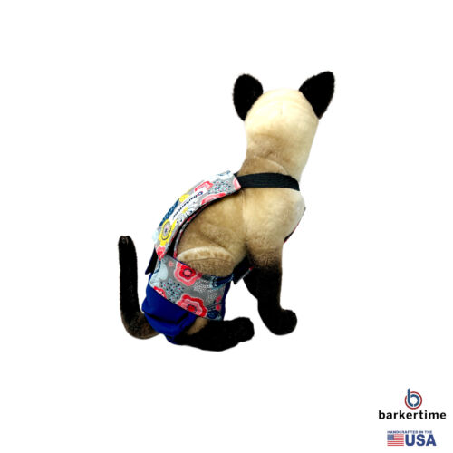 forever flower on blue cat diaper overall - model 3