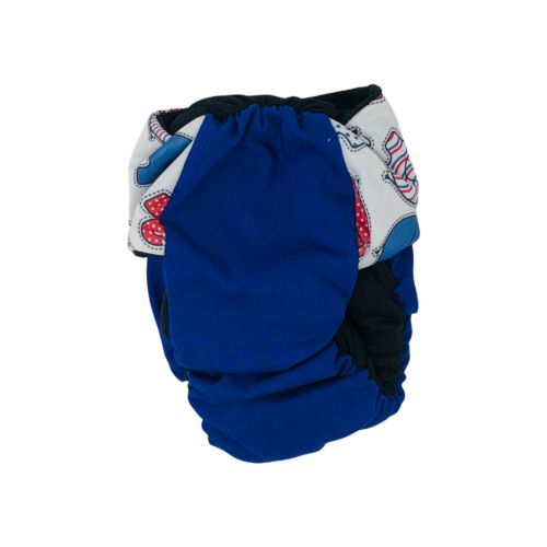 happy elephants on blue diaper - back happy elephants on blue diaper - back