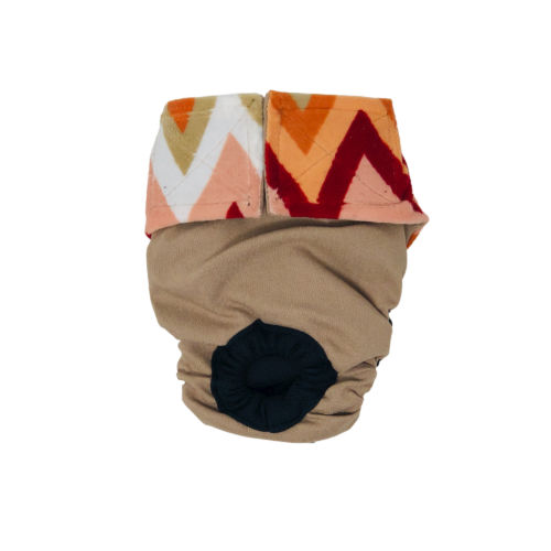 orange and red chevron minky on brown diaper