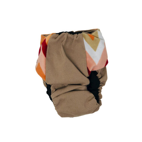 orange and red chevron minky on brown diaper - back orange and red chevron minky on brown diaper - back