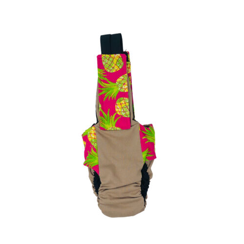 pineapple express on brown cat diaper overall - back pineapple express on brown cat diaper overall - back