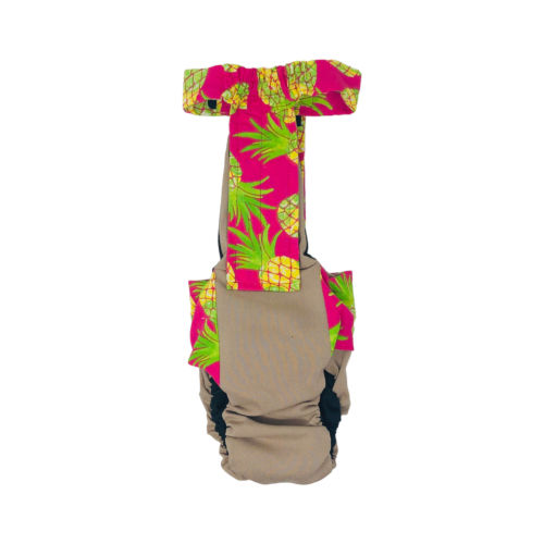 pineapple express on brown diaper overall - back