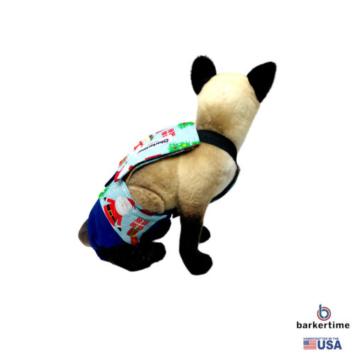 santa claus with snowman on blue cat diaper overall - model 3 santa claus with snowman on blue cat diaper overall - model 3