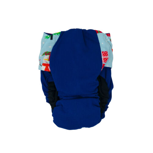 santa claus with snowman on blue diaper - back santa claus with snowman on blue diaper - back