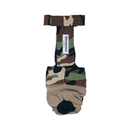 camo on brown diaper overall
