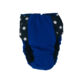 black polka dot on blue diaper - back