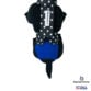 black polka dot on blue diaper overall - model 2