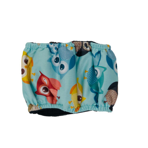 happy owl on blue belly band - back happy owl on blue belly band - back
