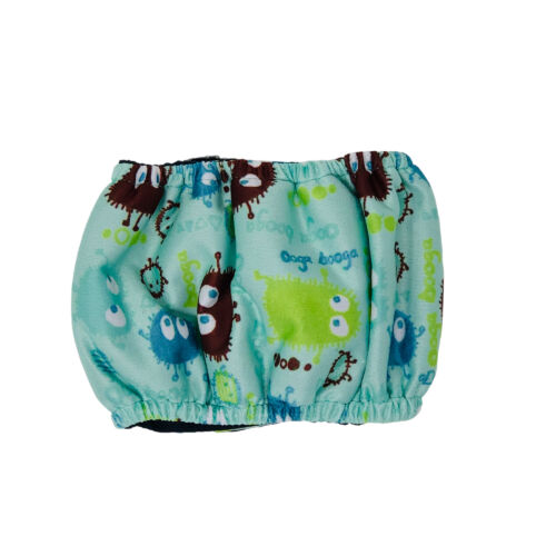 little monster on green belly band - back little monster on green belly band - back