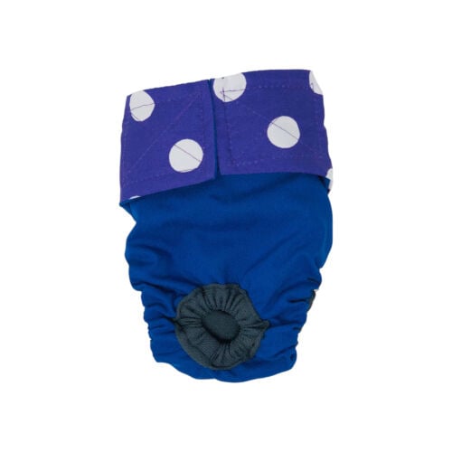 purple on blue diaper