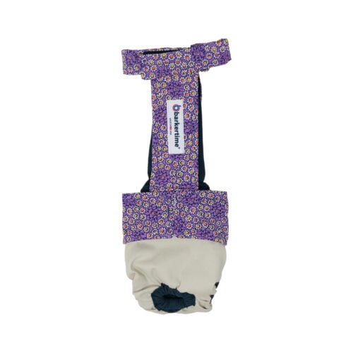 lavender daisy flower on frosty cream diaper overall