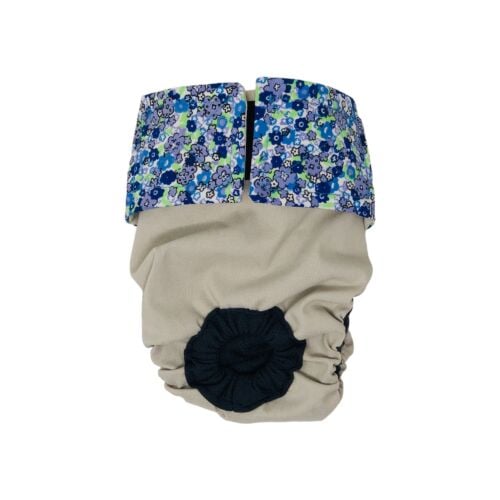 blue cosmos flowers on frosty cream diaper