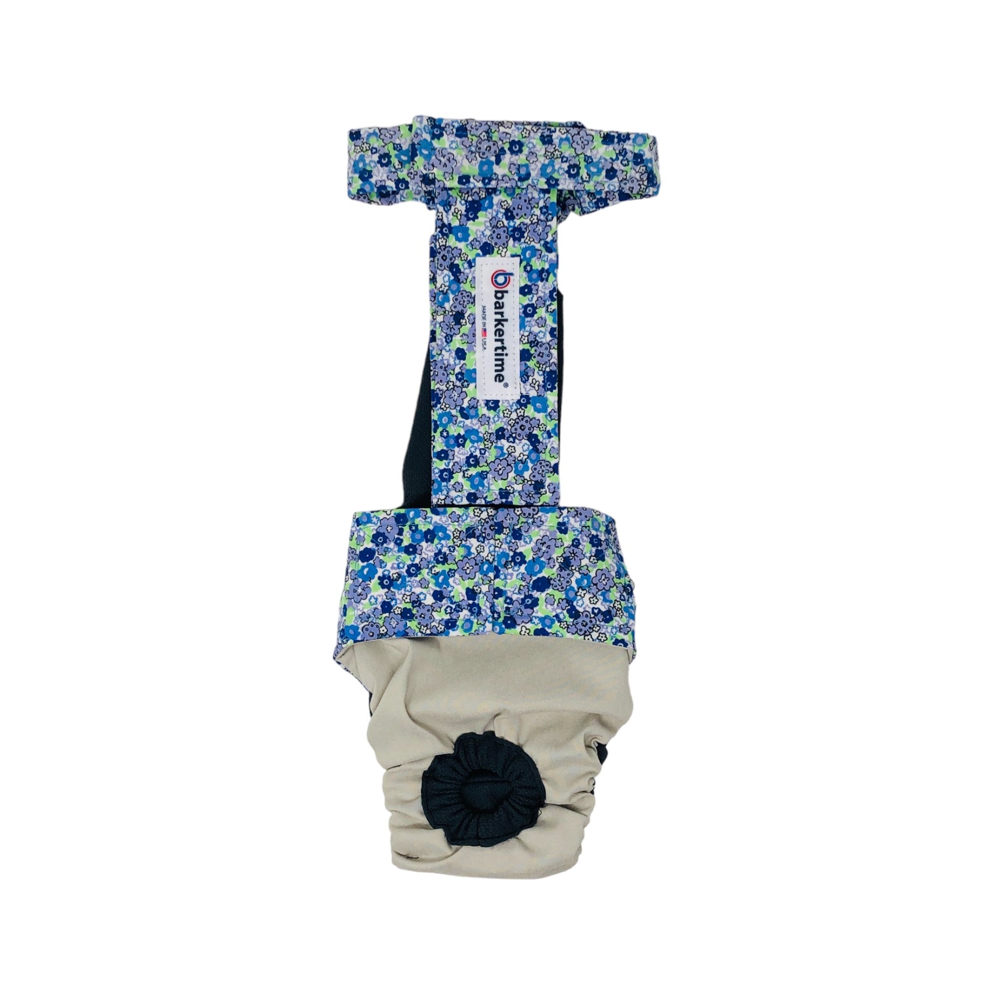 Blue Cosmos Flowers on Frosty Cream   Dog Diaper Overall