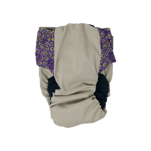 lavender daisy flower on frosty cream diaper - back lavender daisy flower on frosty cream diaper - back