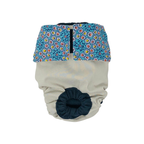 light blue daisy flower on frosty cream diaper light blue daisy flower on frosty cream diaper