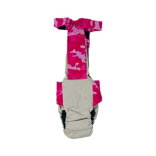 pink camo on frosty cream diaper overall - back pink camo on frosty cream diaper overall - back
