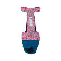 Pink Cosmos Flowers on Turquoise   Dog Diaper Overall
