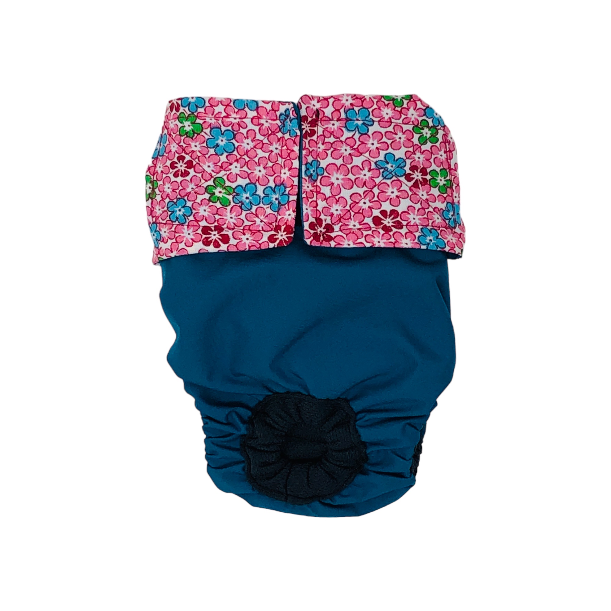 Pink Cosmos Flowers on Turquoise  Dog Diaper