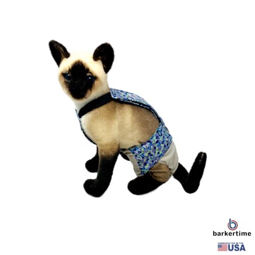 blue cosmos flowers on frosty cream cat diaper overall - model 1 blue cosmos flowers on frosty cream cat diaper overall - model 1