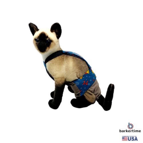 christmas gold jingle bells on brown cat diaper overall - model 1 christmas gold jingle bells on brown cat diaper overall - model 1